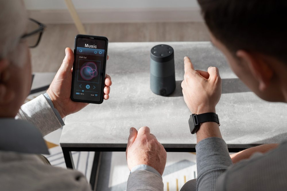 controlling music using mobile smart speaker